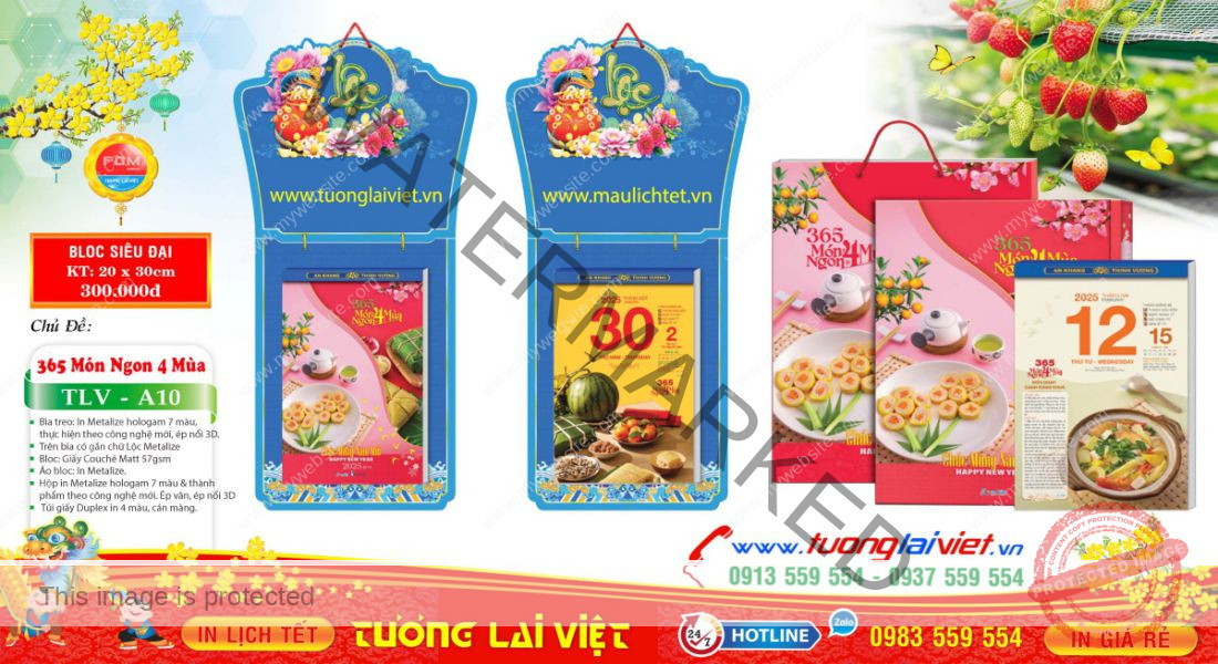 Mẫu Lịch Bloc Bìa Màu Xanh