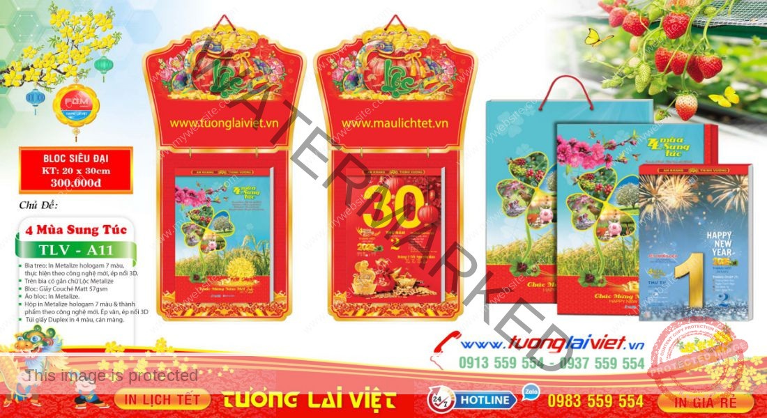 Mẫu Lịch Bloc Chữ Cẩm Thạch