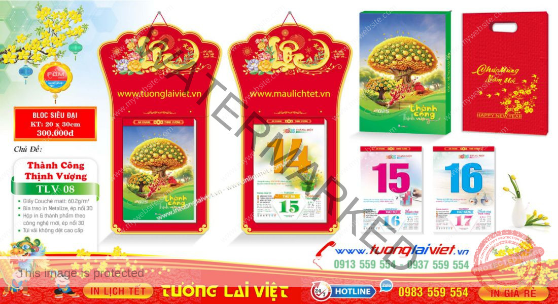 Mẫu Lịch Bloc Chữ Lộc