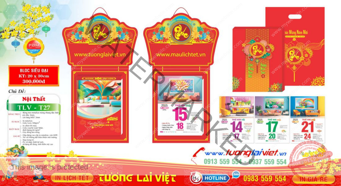 Mẫu Lịch Bloc Nội Thất