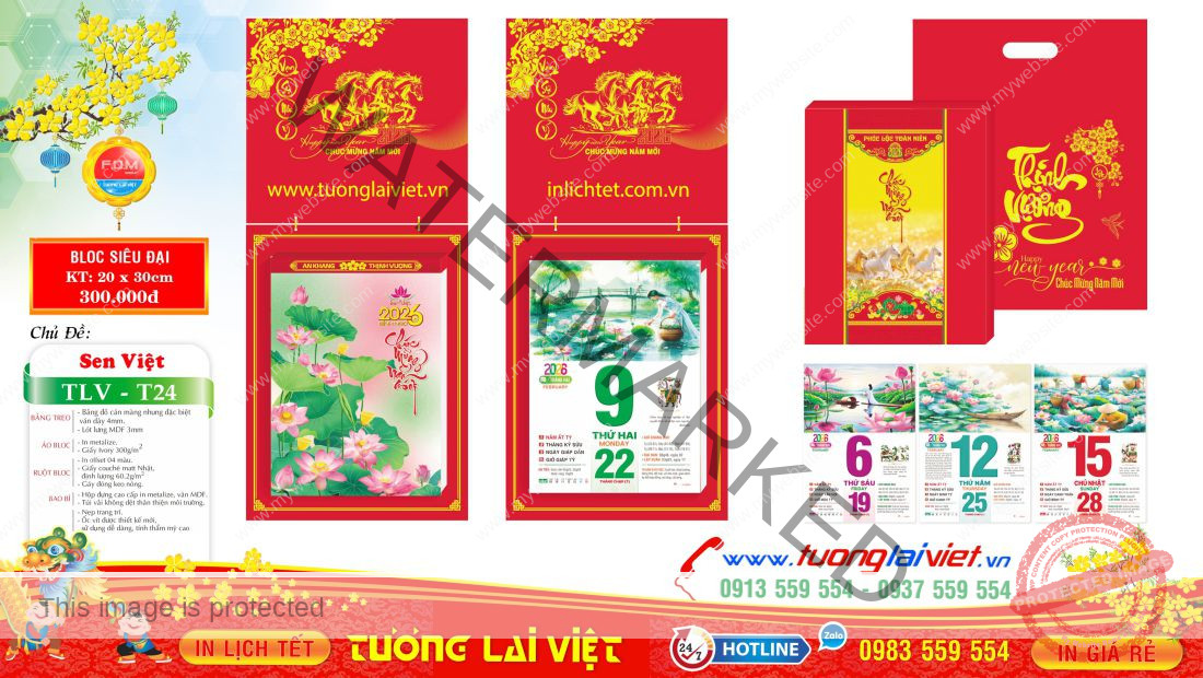 Lịch bloc siêu đại Bìa Sơn Mài