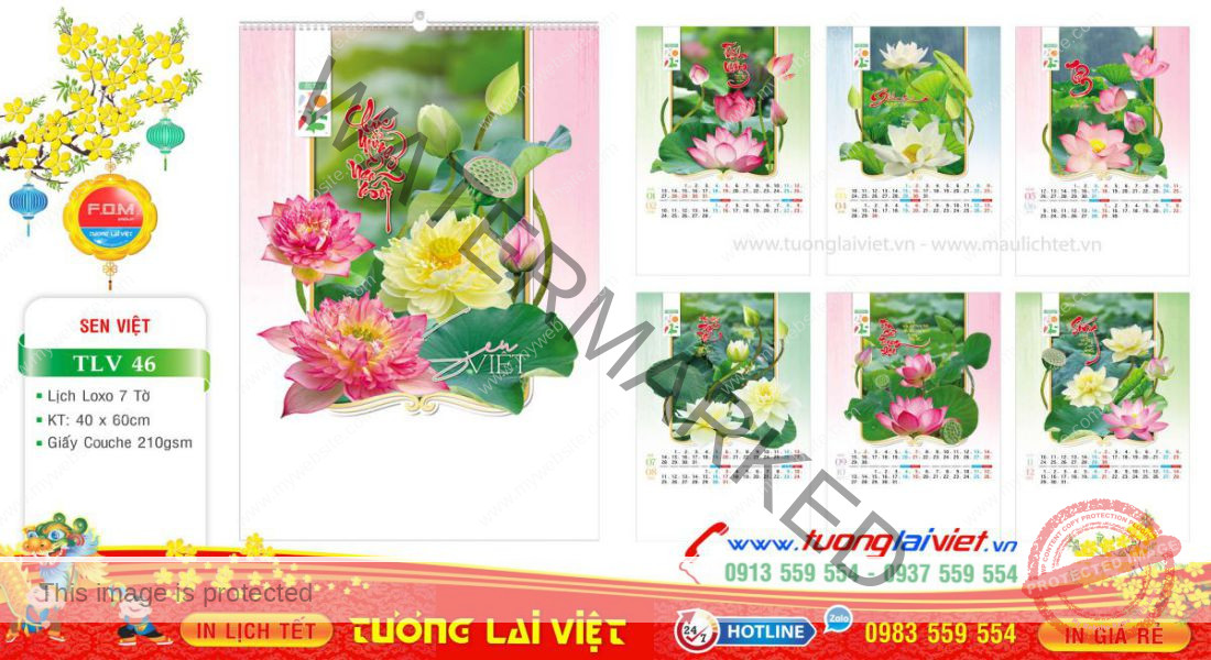 Mẫu Lịch Tờ Hoa Sen