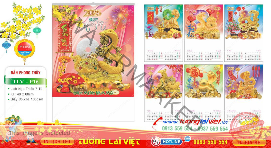 Mẫu Lịch Tờ Phong Thủy