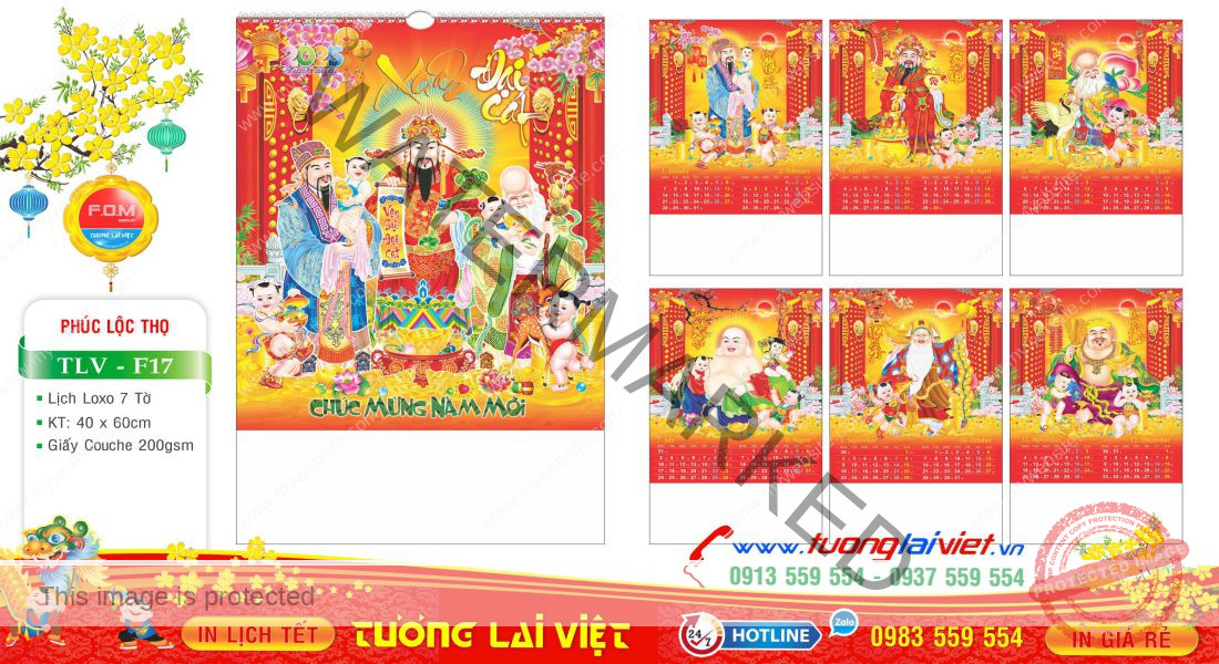 Mẫu Lịch Tờ Phúc Lộc Thọ