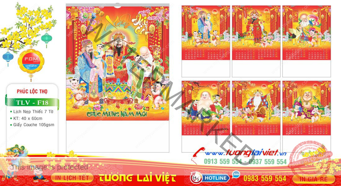 Mẫu Lịch Tờ Phước Lộc Thọ