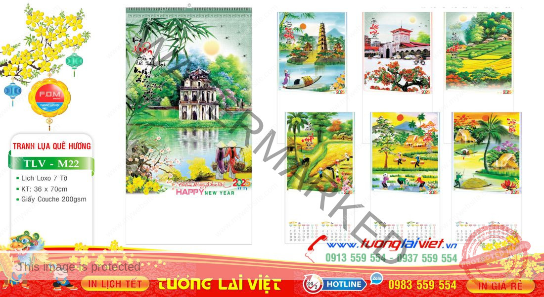 Mẫu Lịch Tờ Tranh Lúc Quê Hương