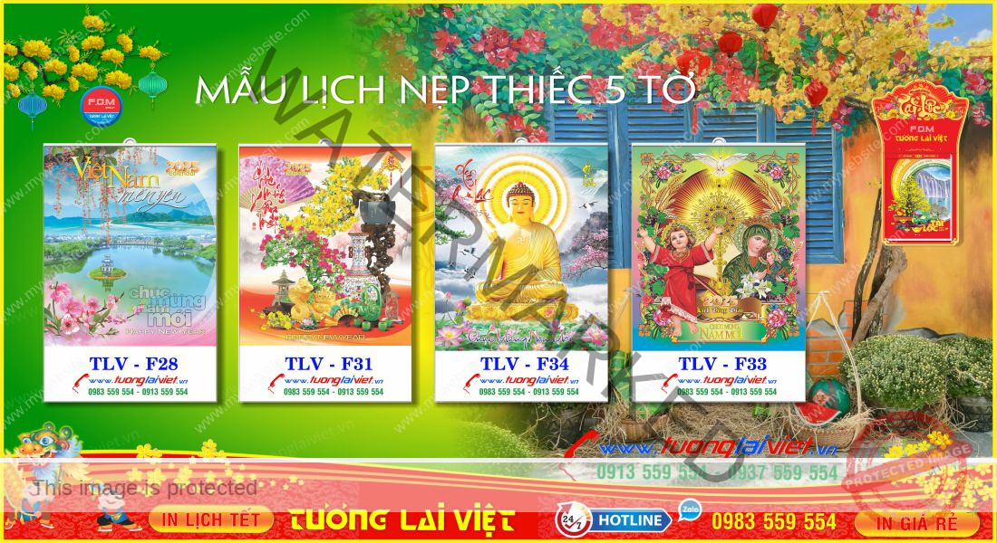 Mẫu Lịch Tết 5 Tờ