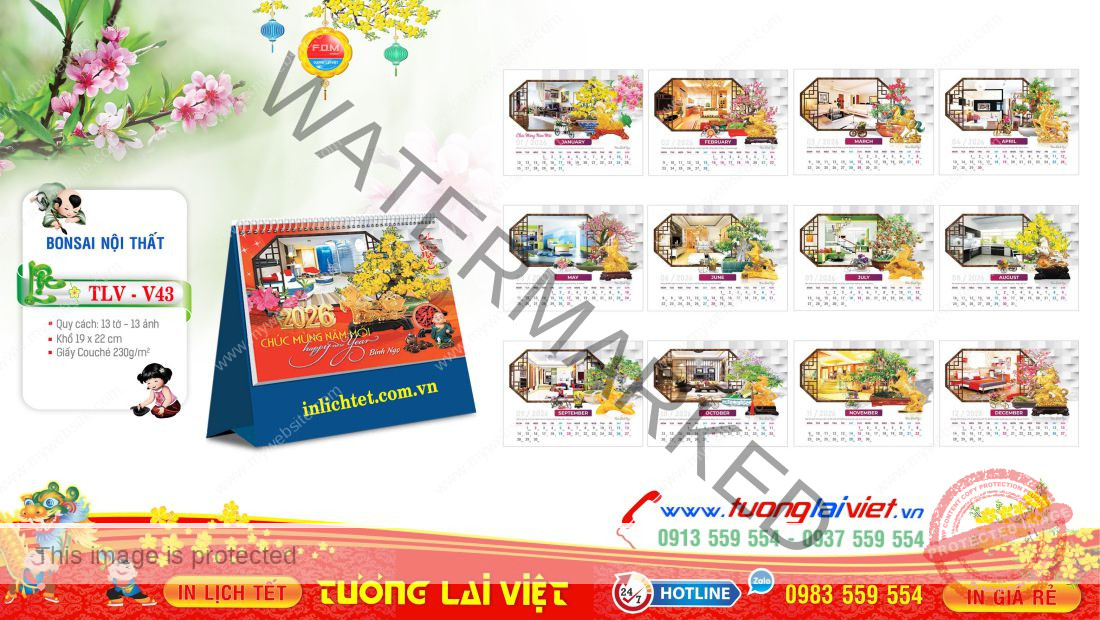 Mẫu Lịch Bàn Đứng Nội Thất