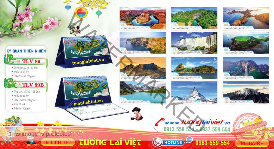 Mẫu Lịch Để Bàn Kỳ Quan Thiên Nhiên