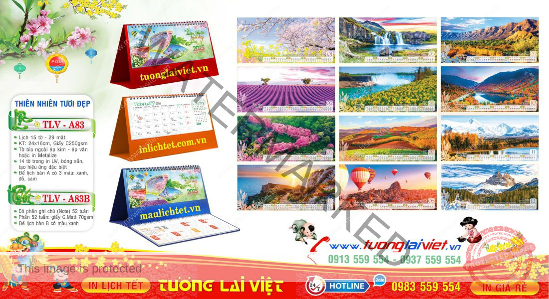 Mẫu Lịch Để Bàn Phong Cảnh Thiên Nhiên