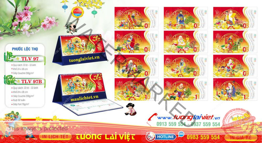 Mẫu Lịch Để Bàn Phúc Lộc Thọ