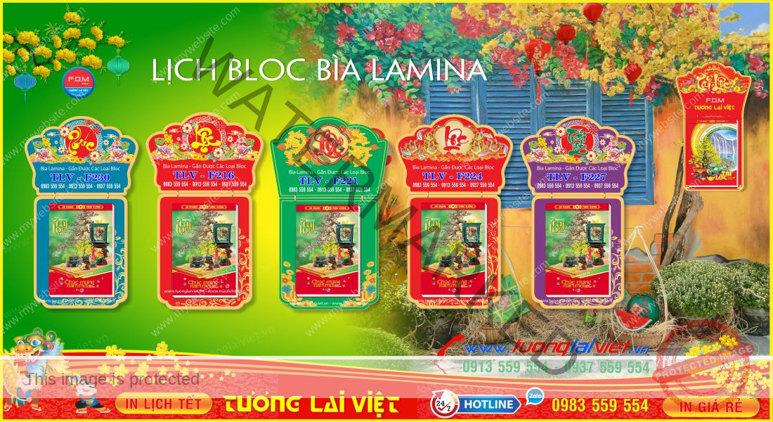 Mẫu Lịch Tết Bloc Laminate