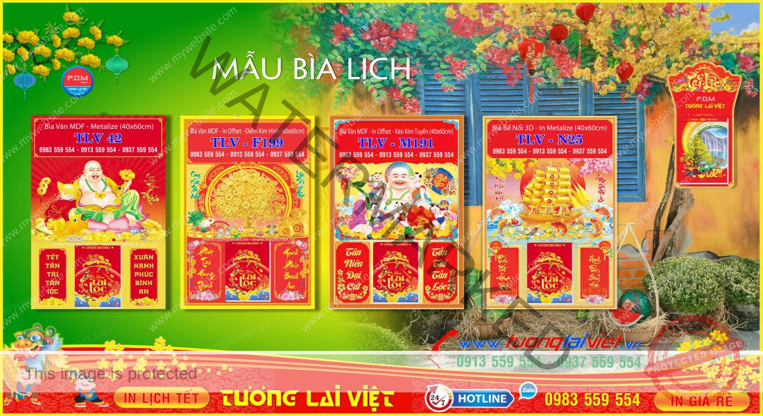 Mẫu Lịch Tết Bloc Treo Tường