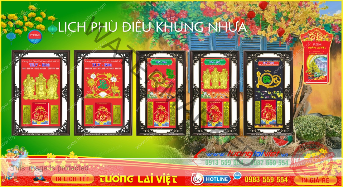 Mẫu Lịch Tết Phù Điêu Khung Nhựa