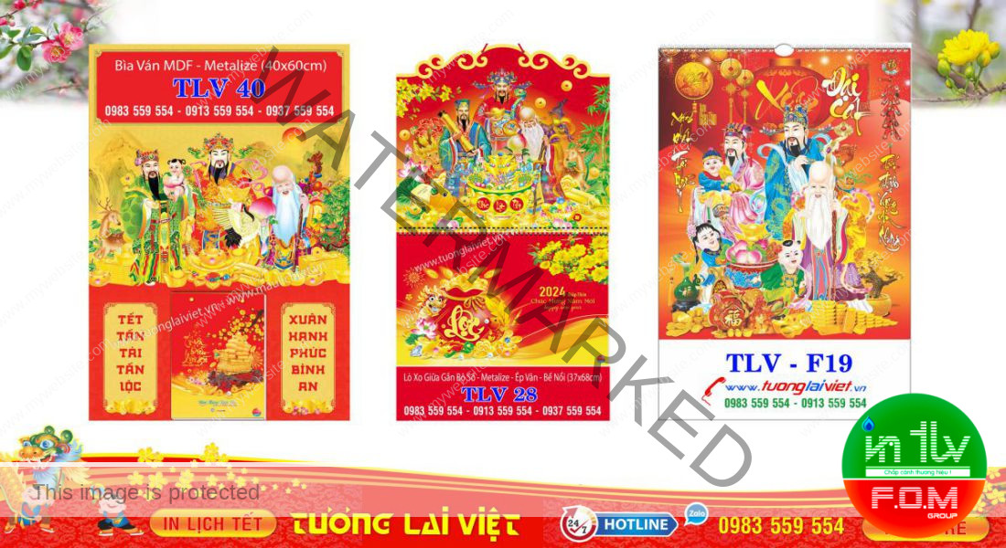 Mẫu Lịch Tết Phúc Lộc Thọ