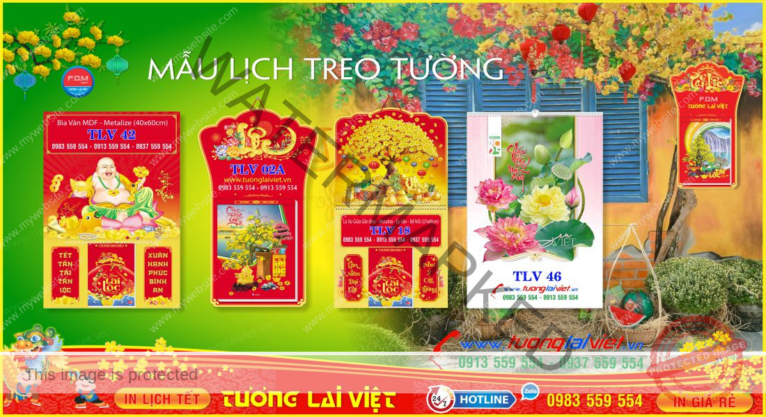 Mẫu Lịch Tết Treo Tường